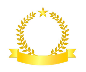 Gold ribbon and laurel vector