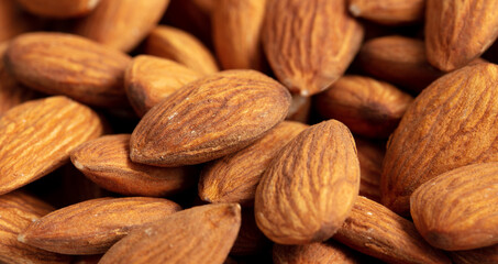 Close up of almond nuts as background.