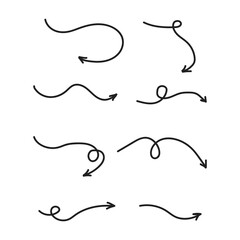 Set of hand-drawn arrows isolated on a white background. Doodle style. Collection of for web design, mobile apps, interface and more. Vector lustration