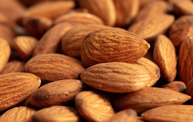 Close up of almond nuts as background.