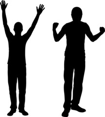 Fototapeta premium silhouettes of happy men isolated on white