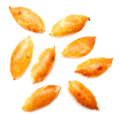 Cabbage patties isolated on a white background.
