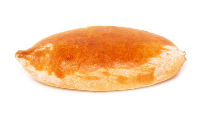 Pie with cabbage isolated on a white background.