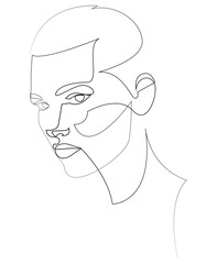 One line girl or woman portrait design. Hand drawn minimalism style vector illustration.