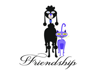 vector dog and cat illustration, wallpaper and background