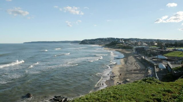 afternoon view looking south towards merewether beach at newcastle in nsw, australia
