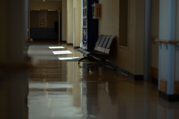 誰もいない薄暗い廊下に、光が差し込む