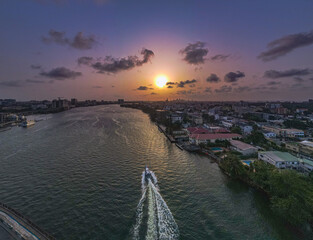 An image of the Lagos Lagoon at sunset