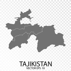 Transparent - Grey Map of Tajikistan. Vector Eps 10.