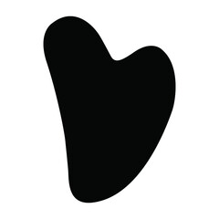 Guasha massage icon isolated on white background. Guasha heart shaped black stone. Vector stock illustration.