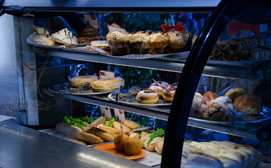 counter of a trade with sweet and savory