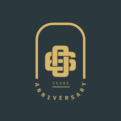 60 years anniversary logotype with modern minimalism style. Vector Template Design Illustration.