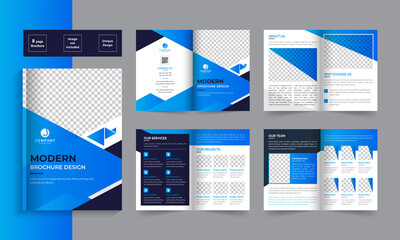 Business bifold brochure. Creative bi-fold pages brochure design. Corporate brochure template with modern, minimal, and abstract design in A4 format