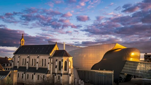 Chateauroux, France, Golden Sunrise on Equinoxe, Timelapse