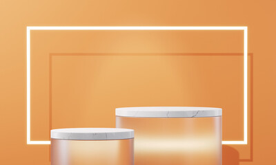 Abstrakte Bühne aus Glas und Marmor für Produkt Platzierung - 3D Rendering