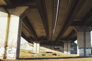 Under highway bridge, streets of Ostrava