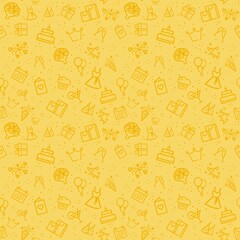 Seamless birthday pattern yellow 