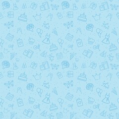 Seamless birthday pattern blue 