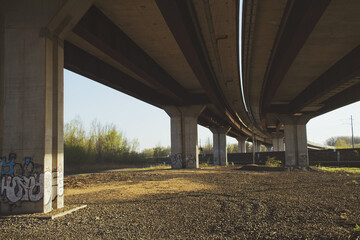 Under highway bridge, streets of Ostrava