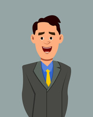 Businessman joyful facial expression vector illustration. Businessman character expression for design, motion or animation.
