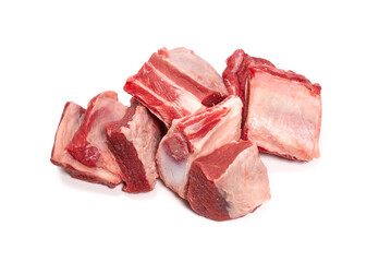 Raw beef ribs isolated on white background.