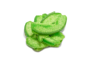 Slices of dried pummelo isolated on white background.