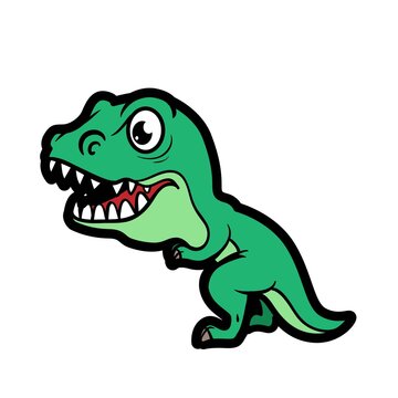 Cartoon tyrannosaurus color variation for coloring page isolated on white background