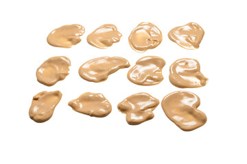 Mushroom sauce splashes isolated on white background.