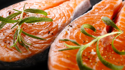 Fresh raw salmon fish fillet, close up