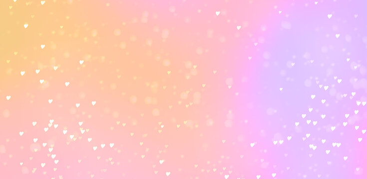 sfondo primaverile con effetti bokeh rosati e gialli con cuoricini e luci soffuse glitter