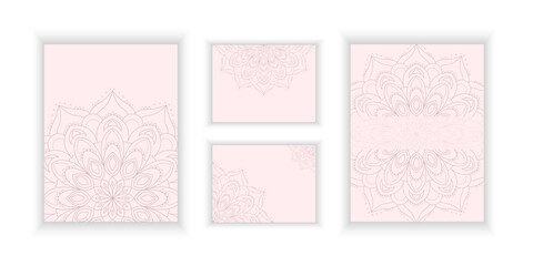 A set of postcards, business cards with mandala elements. Vector templates for invitations, congratulations, presentations