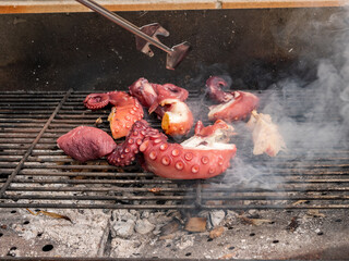 Delicious octopus barbecue from the coasts of spain