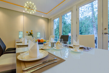 Modern dining room in luxury house.