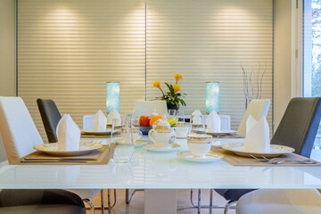 Modern dining room in luxury house.