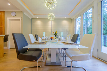 Modern dining room in luxury house.