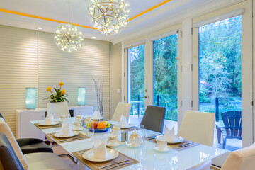 Modern dining room in luxury house.