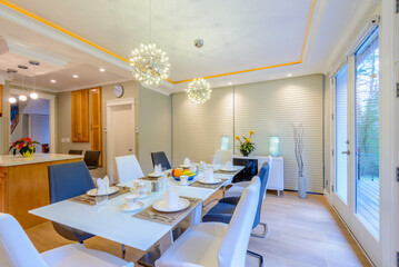 Modern dining room in luxury house.