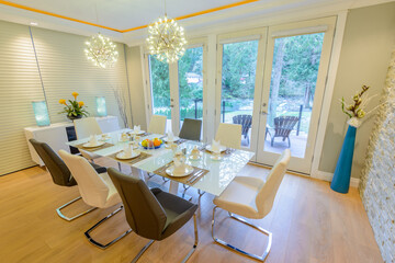 Modern dining room in luxury house.