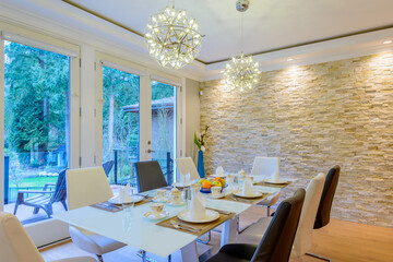 Modern dining room in luxury house.
