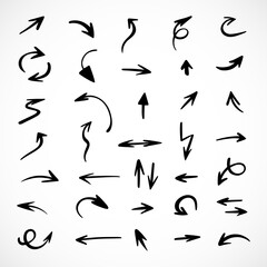 Vector set of hand-drawn arrows, elements for presentation