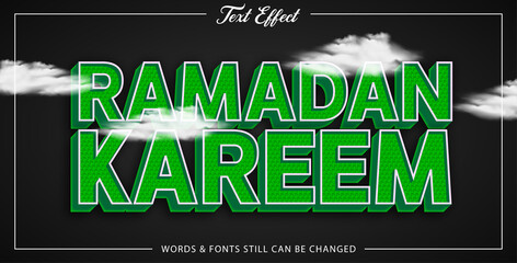 Ramadan kareem green editable text effect style