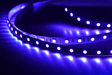 Led strip light glowing RGB diodes