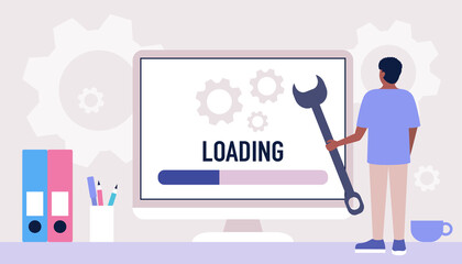 Downloading, loading concept