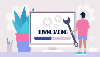 Downloading, loading concept