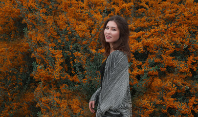 Close up portrait of a young woman outdoor