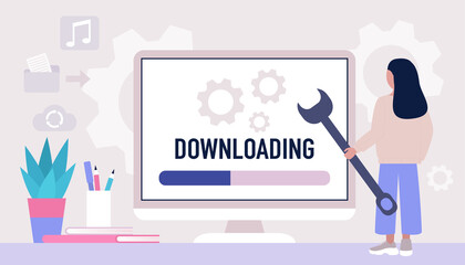 Downloading, loading concept