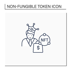NFT buyer line icon. Gain possession original digital file. Buying NFT files. Digitalization concept. Isolated vector illustration.Editable stroke
