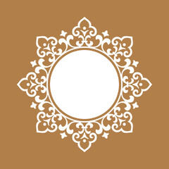 Decorative frame Elegant vector element for design in Eastern style, place for text. Floral beige and white border. Lace illustration for invitations and greeting cards