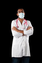 dark skin doctor with pink stethoscope