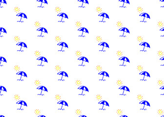Beach umbrella and sun. Seamless texture. Graphics and design.